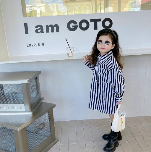 2023春新品★子供服　ワンピース　ロングシャツ　80-130cm