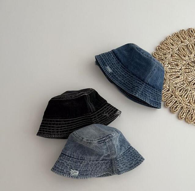 子供用★バケットハット★帽子★男女兼用★キッズ★カジュアル★デニム★無地★3色