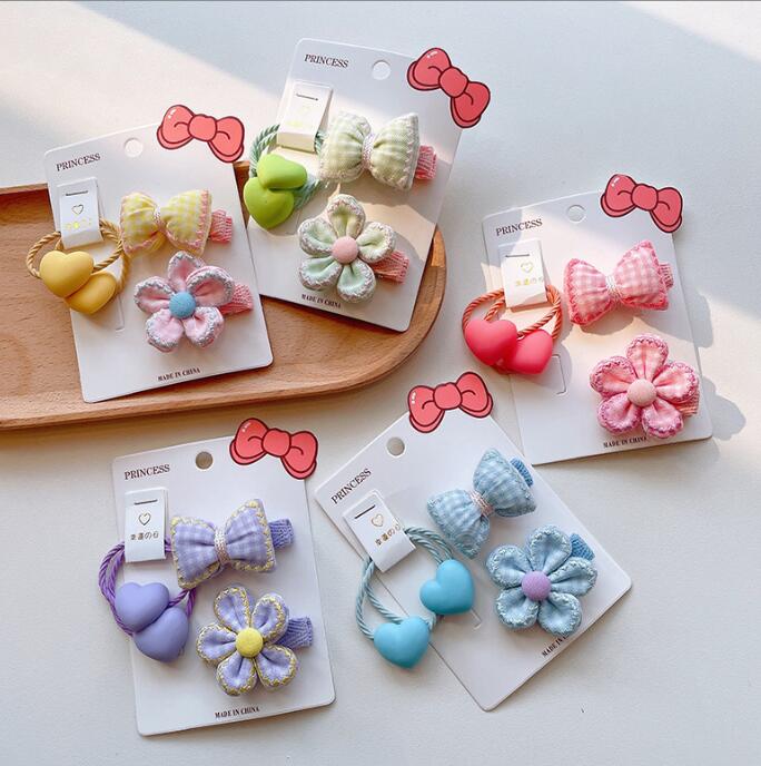子供用★キッズ★髪飾り★まとめ髪用★ヘアアクセサリー★ヘアゴム+ヘアピン★3枚入り★多色