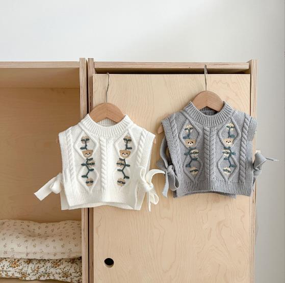 2023春新品★子供服　トップス　ニットベスト　66-100cm★2色