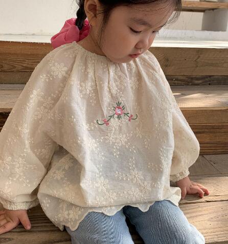 春新作★キッズ用アパレル★ワイシャツ★刺繍★90-130