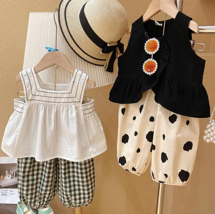 子供服★トップス+ズボン★セットアップ★韓国風子供服★袖なし★2色★90-140CM