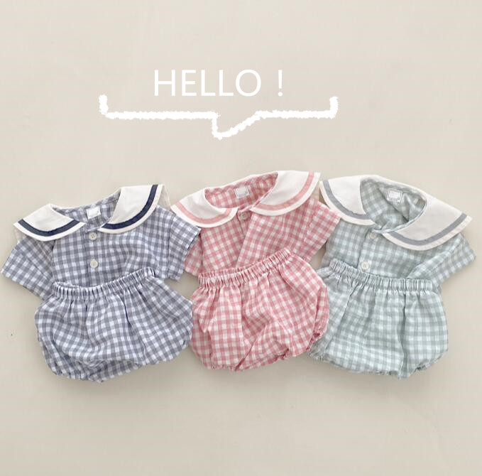 子供服★トップス+パンツ★セットアップ★韓国風子供服★ベビー★チェック柄★3色★66-100CM