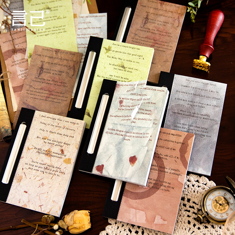 文具 素材紙メモ紙 手帳素材 アンティーク イラスト 幾何学ラベル文字単語 植物花葉 40枚入