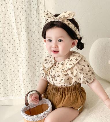 ★春夏新作★キッズ用アパレル★セットアップ★3点セット★ヘアバンド付き★66-90