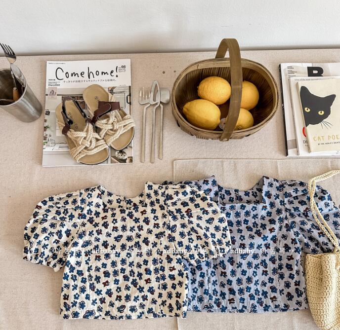 子供服★半袖シャツ★トップス★韓国風子供服★キッズ女の子★花柄★2色★80-130CM