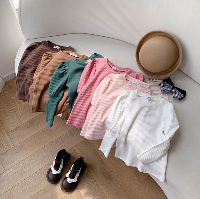 子供服★トップス★Tシャツ★韓国風子供服★キッズ女の子★長袖★無地★6色★90-140CM