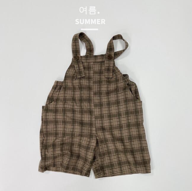 子供服★サロペット★韓国風子供服★キッズ★男女兼用★チェック柄★カジュアル★80-130CM