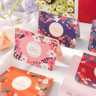 ラッピング 祝い グリーティングカード 折りたたみ式 メッセージ 父の日 グラデーション 封筒封口貼 6枚/組