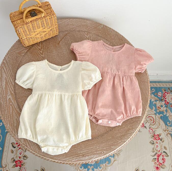 子供服★ロンパース★連体服★花柄★韓国風子供服★ベビー★無地★2色★66-100CM