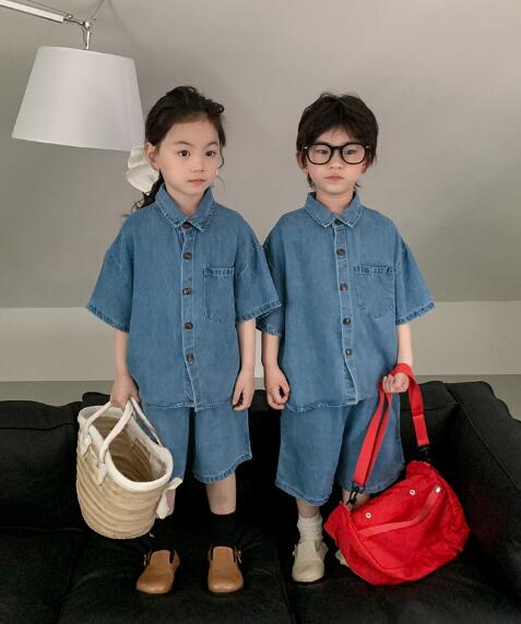 子供服★セットアップ★デニム★トップス+パンツ★韓国風子供服★キッズ★男女兼用★90-140CM
