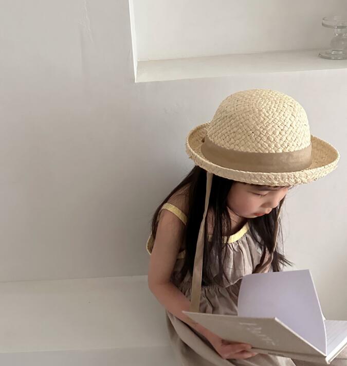 2023新品★子供用★草編み ハット　帽子★3色選べ