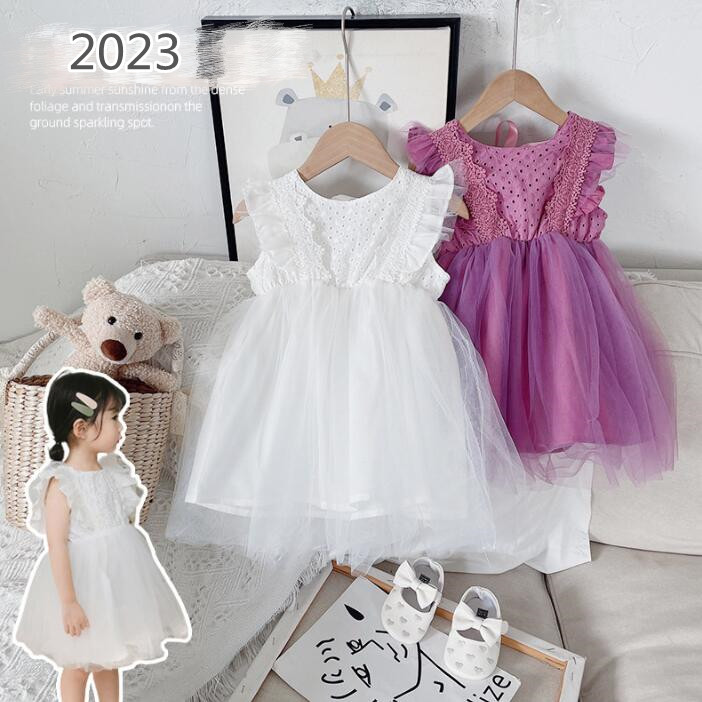 子供服★ワンピース★ドレス★韓国風子供服★キッズ女の子★無地★袖なし★2色★90-140CM