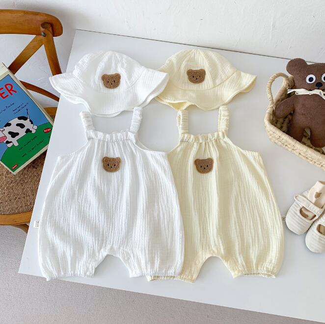 子供服★ロンパース+帽子★連体服★韓国風子供服★ベビー★袖なし★2色★66-90CM