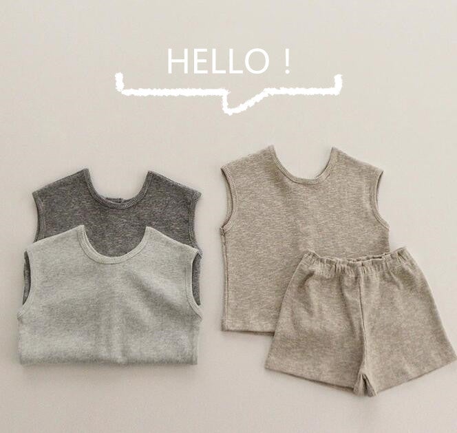 子供服★トップス+パンツ★セットアップ★韓国風子供服★ベビー★無地★3色★73-100CM