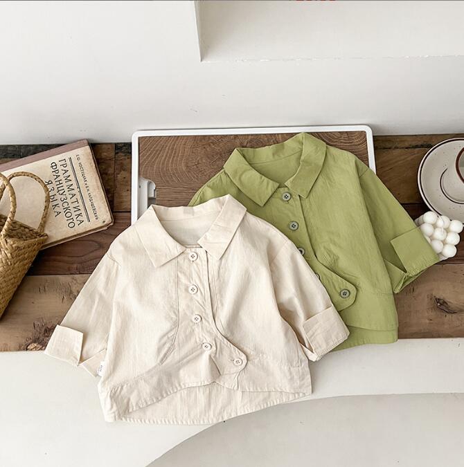 子供服★トップス★ワイシャツ★韓国風子供服★ベビー★長袖★2色★66-100CM