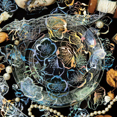 インテリア ステッカー PETシール イラスト ラベル 花フラワー クリア 20枚入