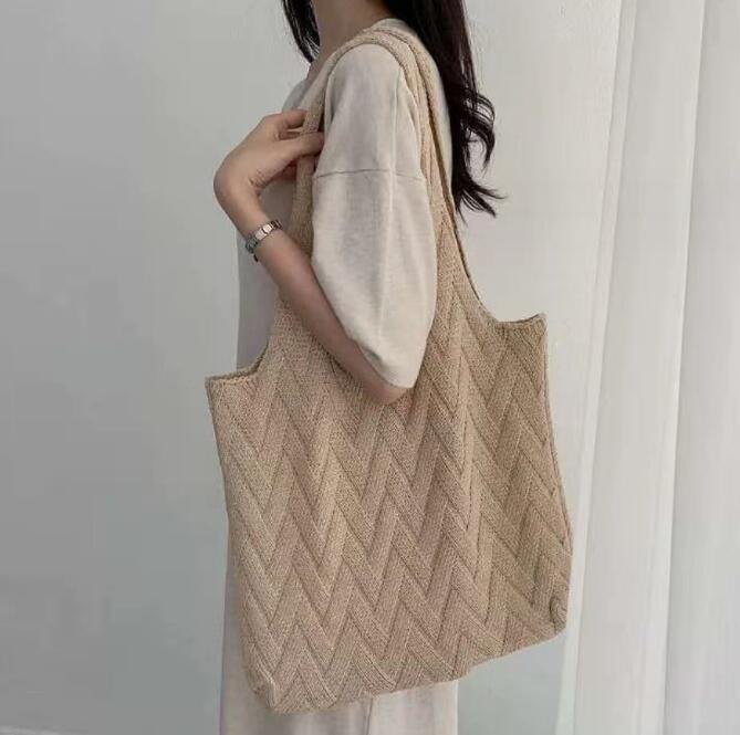 バッグ★レディース★トートバッグ★ハンドバッグ★ニット★ショルダーバッグ★大容量★2色