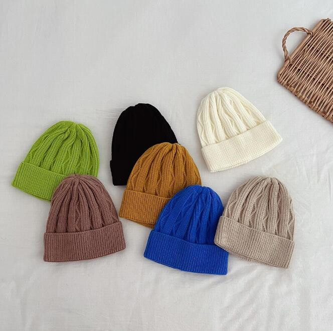 「2023秋冬」子供用★帽子★キッズ★ベビー★韓国風★ニット帽子★男女兼用★毛糸★無地★7色