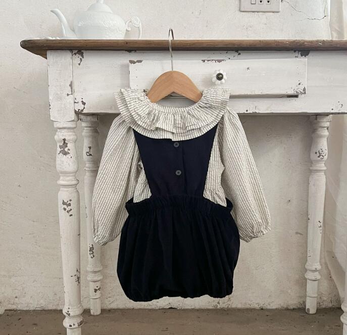 2023秋新品★子供服　トップス+サロペットロンパース　セット★73-100cm★