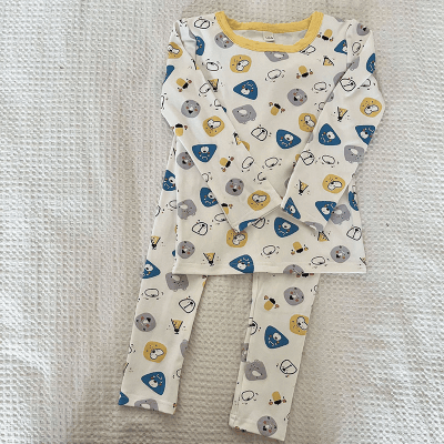 秋冬新作 ユニセックス ルームウェア 保温インナー ボディスーツ アニマル Tシャツ+ズボン 80-150