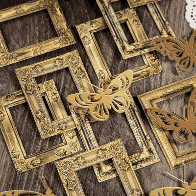 インテリア ペーパー 素材紙 カード パッキング アンティーク フレーム バタフライ蝶 枠 320枚入