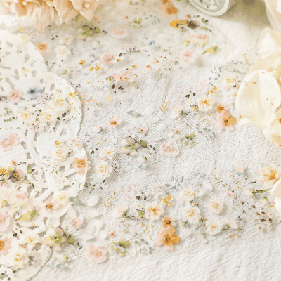 PETステッカー シール マスキングテープ イラスト アンティーク 花フラワー バタフライ蝶 40mm*2