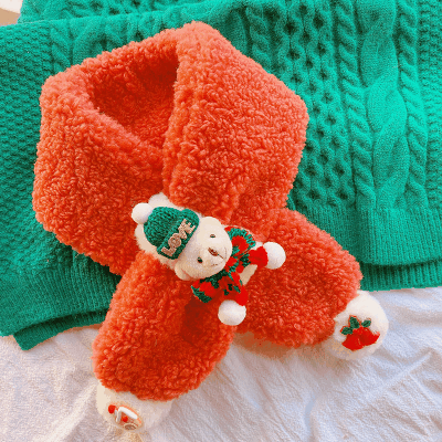 ロリータ 秋冬新作 ガールズ キッズ子供 スカーフ マフラー ストール 襟巻き ボア ポンポン 熊 クリスマス