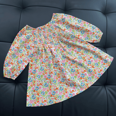 秋冬新作 ガールズ 子供服 シフトドレス ゆったり ワンピース ボタニカル 花柄 ワンピ 90-140