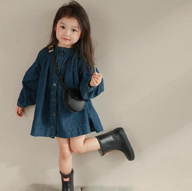 「2023秋」子供服★デニム★ワンピース★長袖★韓国風子供服★キッズ女の子★7-15#