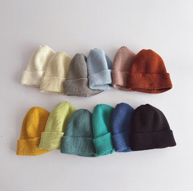 「2023秋冬」子供用★帽子★キッズ★ニット帽子★男女兼用★暖かい★防寒★無地★19色