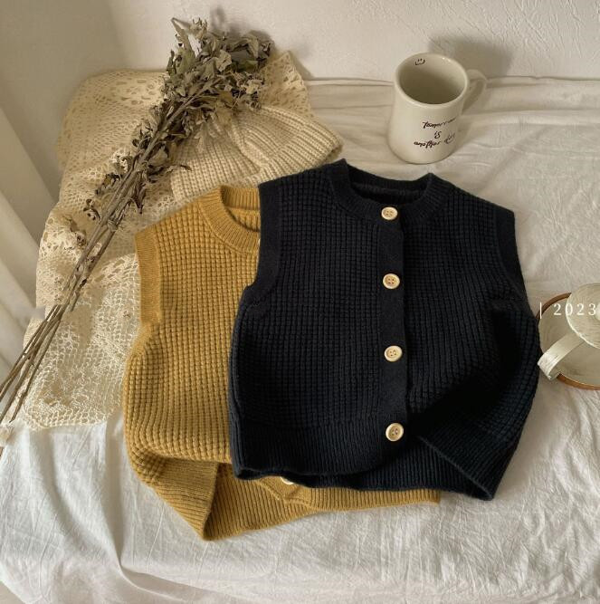 「2023秋」子供服★ニット★チョッキ★ベスト★韓国風子供服★男女兼用★2色★90-140CM