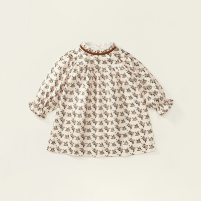 ins秋冬新作 韓国風子供服 3-8歳女の子 ワンピース 長袖 秋ワンピ 小花柄 フリル シフトドレス 90-140cm