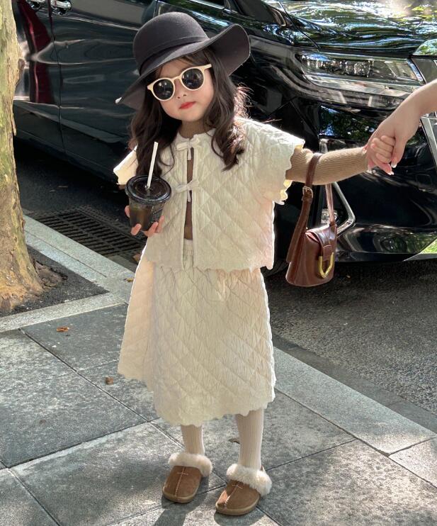 2023秋冬★子供服　ベスト+スカート　セット★90-140cm★