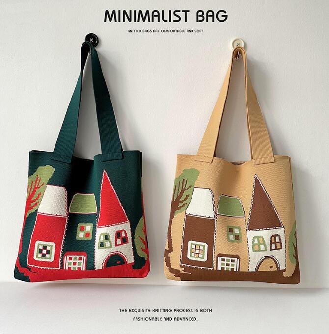 バッグ★レディース★ショルダーバッグ★ハンドバッグ★ニットバッグ★大容量★5色