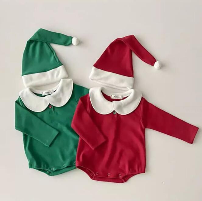 クリスマス★子供服★ロンパース+帽子★連体服★ストライプ★長袖★可愛い★2色★66-90CM