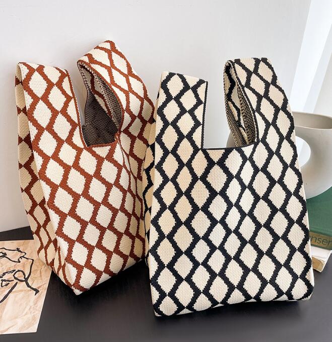 バッグ★レディース★トートバッグ★ハンドバッグ★ニットバッグ★大容量★2色