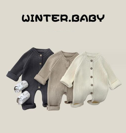 子供服★ロンパース★連体服★韓国風子供服★ニット★長袖★男女兼用★3色★66-90CM