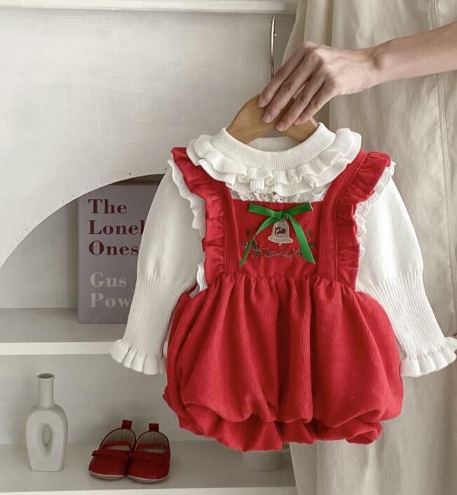 2023秋冬　クリスマス服★ベビー服　セーター&サロペットワンピース★66-100★