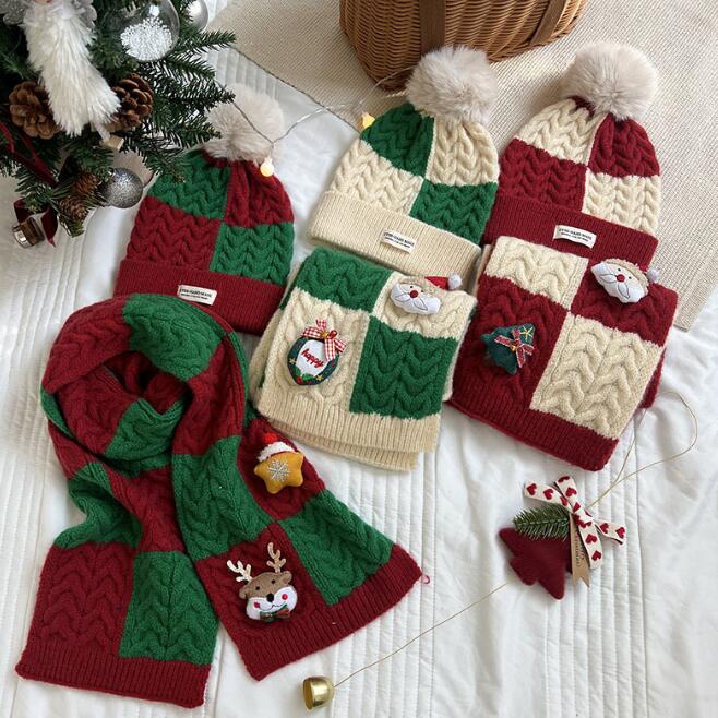 クリスマス★子供用★帽子+マフラー★キッズ★男女兼用★暖かい★防寒★3色