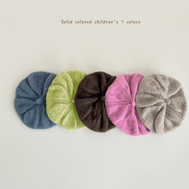 子供用★帽子★キッズ★ベレー帽★韓国風★キッズ女の子★無地★7色