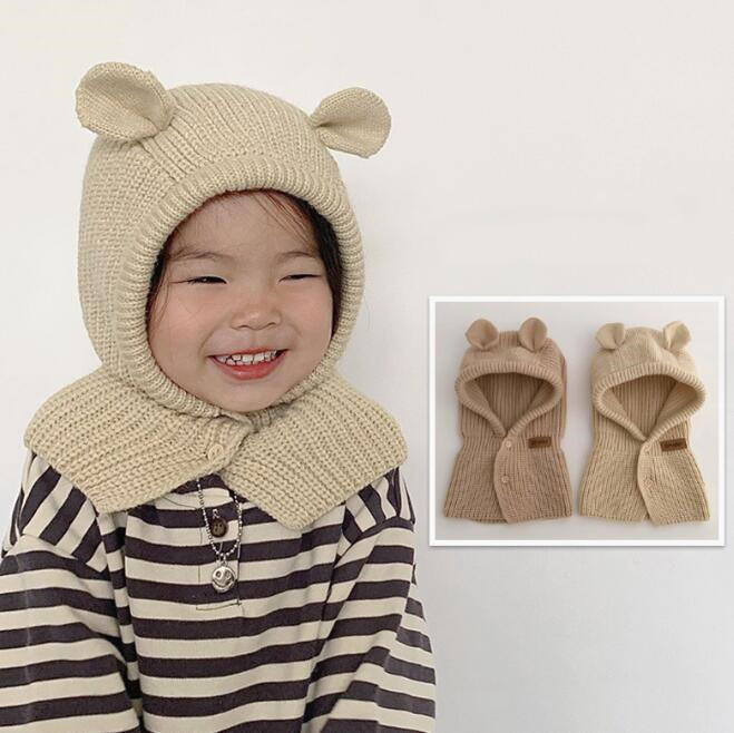 子供用★帽子/マフラー★キッズ★ニット★男女兼用★暖かい★耳カバー★防寒★可愛い★2色