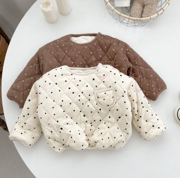 子供服★トップス★パーカー★裏起毛★水玉★韓国風子供服★ベビー★2色★66-90CM