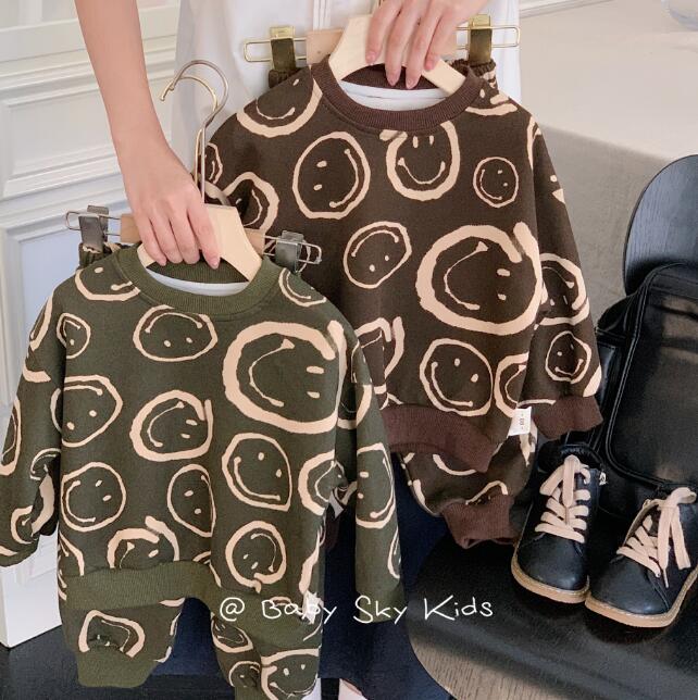 子供服★トップス+ズボン★セットアップ★笑顔★男女兼用★韓国風子供服★2色★90-140CM