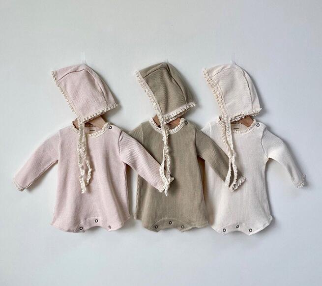 2024★春秋新作★韓国風ベビー服★ロンパース+帽子★2色66-90CM