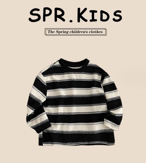 「2024」子供服★トップス★Tシャツ★ストライプ★長袖★韓国風子供服★キッズ★90-140CM