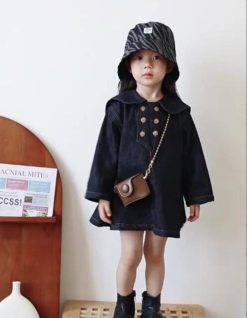 子供服★ワンピース★長袖★韓国風子供服★キッズ女の子★デニム★90-140CM