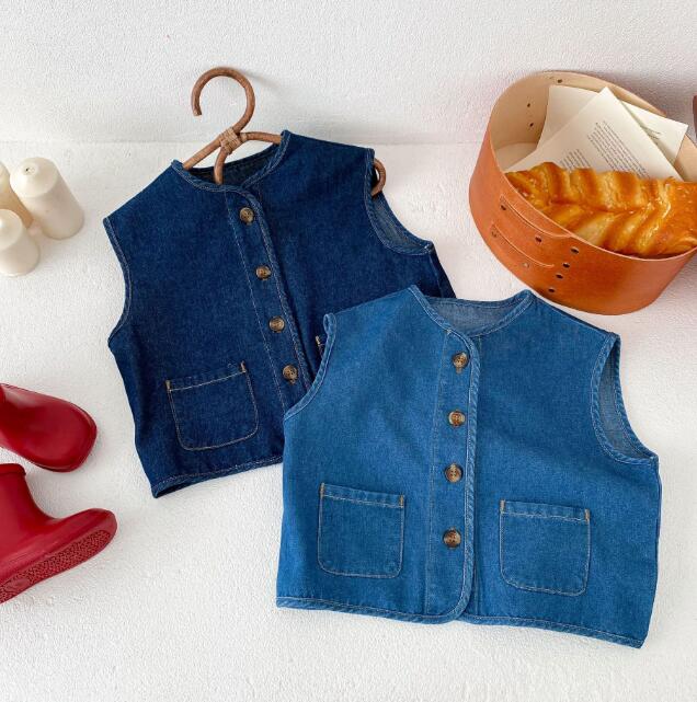 「2024」子供服★トップス★チョッキ★ベスト★デニム★キッズ★男女兼用★2色★80-130CM