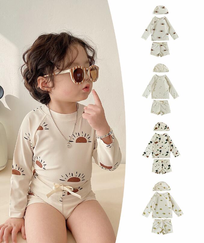 2024★夏新作★韓国風子供服★水着+帽子★4色80-130CM