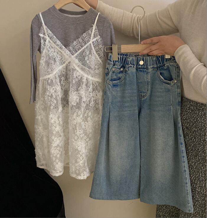 2024★春秋新作★韓国風子供服★分けて販売★トップス+ワンピース★ジーンズ★90-150CM